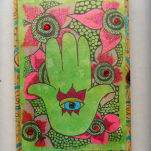 Hamsa Hand of Fatima Block Art by All things B.A. Art