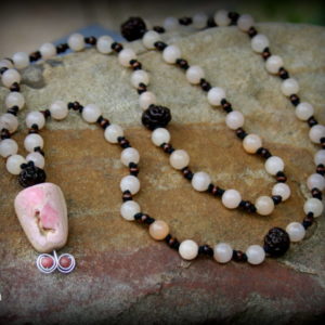 Mala Rhodonite & Pink Quartz necklace, a BA original design.