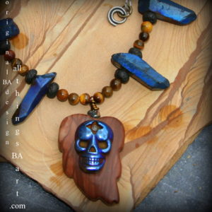 Skull Pyrite Necklace by All Things B.A. Art