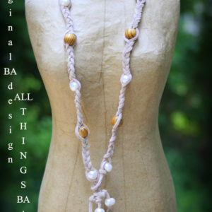 23in large pearl and leather necklace by BA