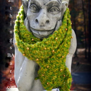 Scarf with genuine pearls get funky festive with All Things BA Art wine scarves chardonnay