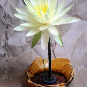 Ikebana Vase Yellow Pottery flower arranging dish by BA