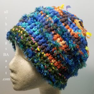 Crochet whimsical ponytail hat