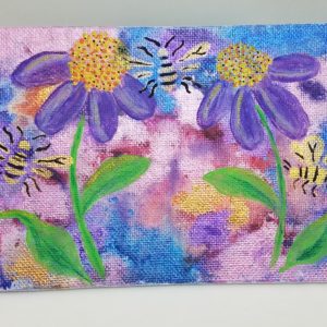 Buzzy Bees painting, mixed media art by BA