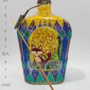 Upcycled Crown Royal bottle, zero mess incense burner hand painted by BA