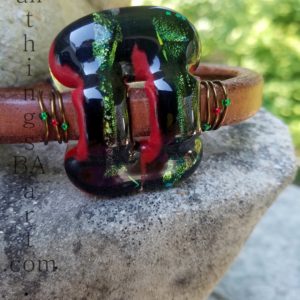 Red & Green sparkle handmade dichroic glass bracelet by BA