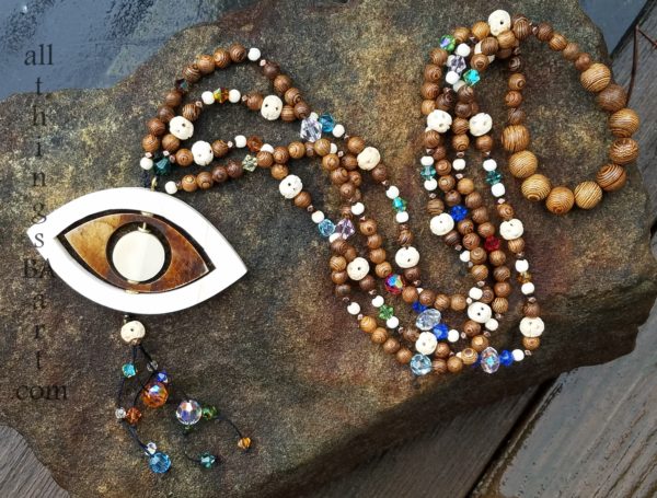 Swarovski Crystal & Bone Necklace by All Things BA Art