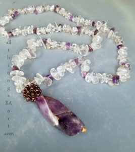 Amethyst Pendant Boho Necklace by All Things B.A. Art