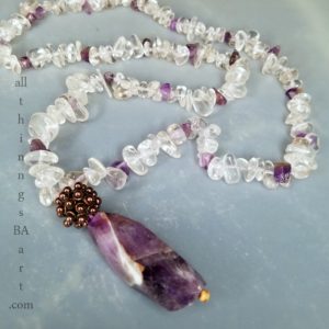 Amethyst Pendant Boho Necklace by All Things B.A. Art