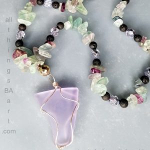 Sea Glass & Fluorite Necklace by All Things B.A. Art