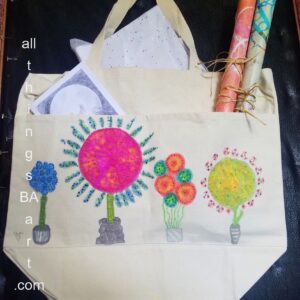 Flowers Hand Painted Canvas Bag by All Things B.A. Art