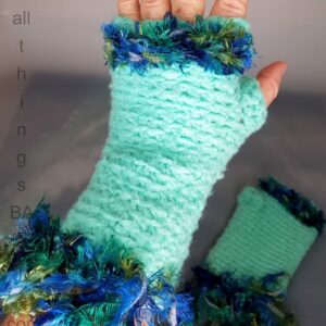 Blue Green Fingerless Gloves by All Things B.A. Art