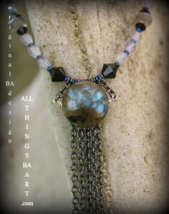 Labradorite & Swarovski Crystal Necklace by All Things B.A. Art