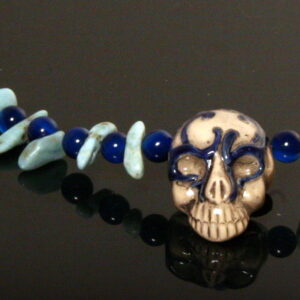 Larimar Calavera Skull Necklace by All Things B.A. Art