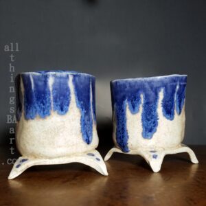 Blue Handmade Wonky Wine Cups by All Thing B.A. Art