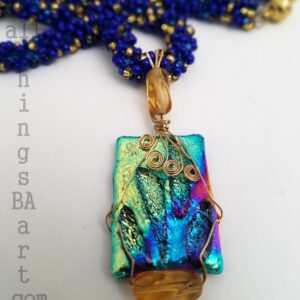 Dichroic Glass Pendant Necklace by B.A.