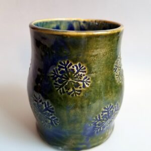 Handcrafted Snowflake Belly Mug by All Things B.A. Art