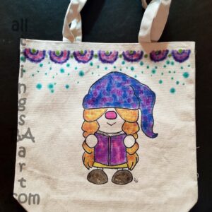 Hand Painted Gnome Girl Canvas Bag by All Things B.A. Art